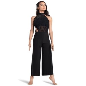 Tenth House Black Dance Costume Mesh Jumpsuit Size MC